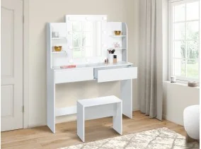 Coiffeuse Zita étagères, miroir led + ta