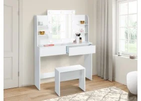Coiffeuse Zita étagères, miroir led + ta