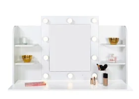 Coiffeuse Zita étagères, miroir led + ta