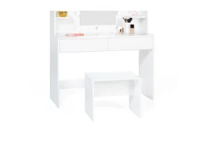 Coiffeuse Zita étagères, miroir led + ta