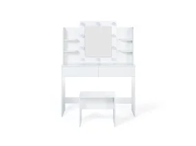 Coiffeuse Zita étagères, miroir led + ta