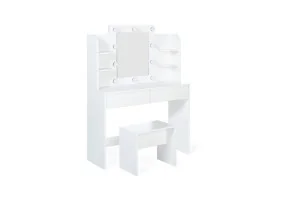 Coiffeuse Zita étagères, miroir led + ta