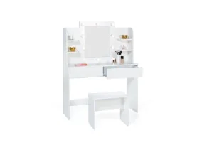 Coiffeuse Zita étagères, miroir led + ta