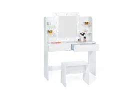 Coiffeuse Zita étagères, miroir led + ta