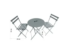 Table ronde bistrot Ø60cm+ 2 chaises Gri
