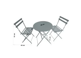 Table ronde bistrot Ø60cm+ 2 chaises Gri
